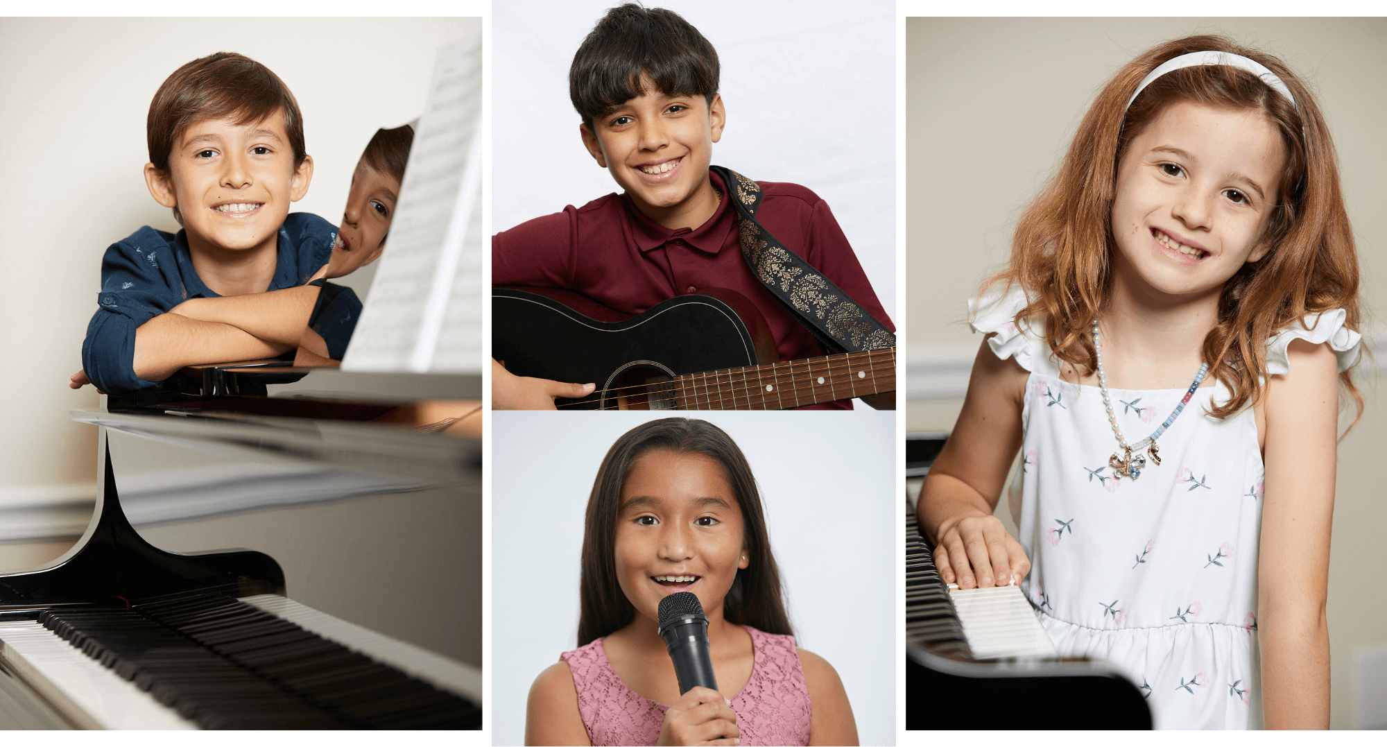 Dallas Piano Academy Students showing Piano, Guitar and Voice Lessons Website Header Dallas Piano Academy